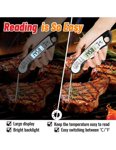 Termómetro Digital de Carne Jamestry IP67 con Retroiluminación
