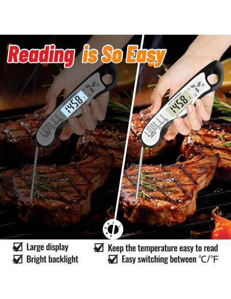 Termómetro Digital de Carne Jamestry IP67 con Retroiluminación Termómetro Digital de Carne Jamestry IP67 con Retroiluminación