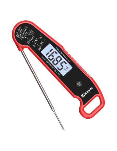 Termómetro Digital Instantáneo Wisebee para Carne Rojo - IP66 Termómetro Digital Instantáneo Wisebee para Carne Rojo - IP66