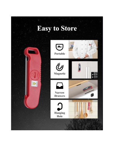 Termómetro Digital Instantáneo Wisebee para Carne Rojo - IP66