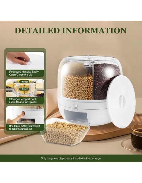 Dispensador de Granos Rotativo 6 en 1 Banannu 6kg Dispensador de Granos Rotativo 6 en 1 Banannu 6kg