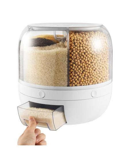 Dispensador de Granos Rotatorio Mahugde 6 Compartimentos 6kg Dispensador de Granos Rotatorio Mahugde 6 Compartimentos 6kg