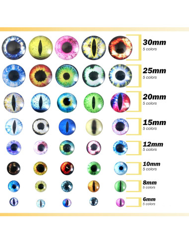 Ojos de Dragón de Vidrio TOAOB 160pcs 6-30mm Manualidades
