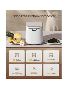 Compostador Eléctrico Ouaken 3L para Cocina, Sin Olores y Silencioso 2