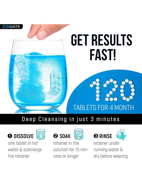 Tabletas Limpiadoras Zengate para Retenedores - 120 Tabletas Tabletas Limpiadoras Zengate para Retenedores - 120 Tabletas
