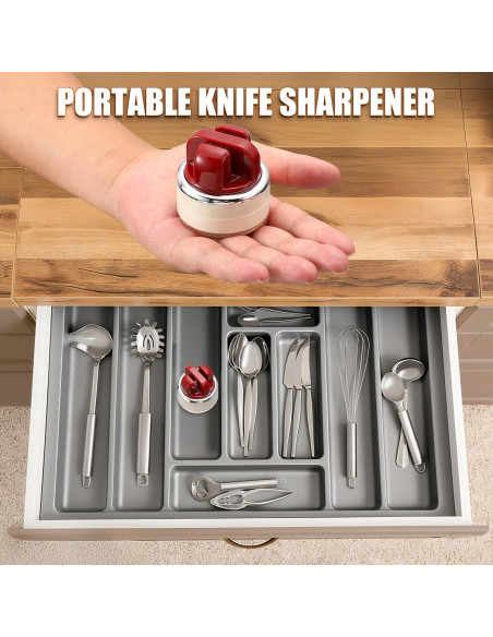 Afilador de Cuchillos Senquoyn Rojo Compacto 6.9 cm Afilador de Cuchillos Senquoyn Rojo Compacto 6.9 cm
