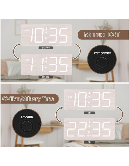 Reloj Despertador Digital de Madera DreamSky DS2208 con Alarma Fuerte Reloj Despertador Digital de Madera DreamSky DS2208 con Alarma Fuerte