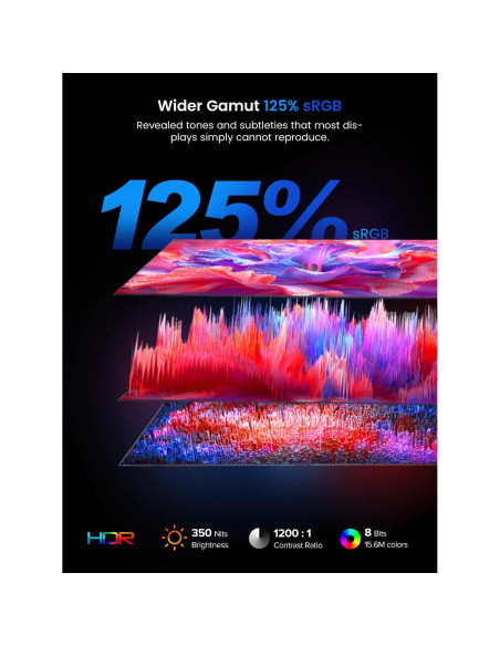 Monitor Portátil UPERFECT 15.6" FHD 1080P 125% sRGB Plug & Play Monitor Portátil UPERFECT 15.6" FHD 1080P 125% sRGB Plug & Play