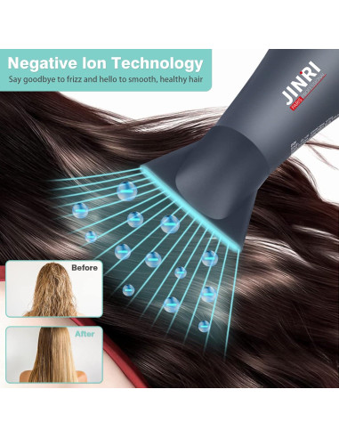 Secador de pelo JINRI 1875W profesional iónico con difusor