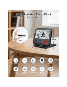 Reloj Despertador Digital NOKLEAD Compacto con Snooze y Retroiluminación 2