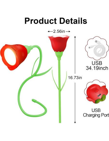 Lámpara de Libro ONXE Rosa Flexible USB-C 3 Modos 12H Lámpara de Libro ONXE Rosa Flexible USB-C 3 Modos 12H