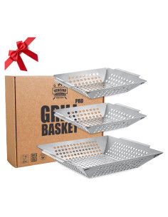 Paquete de 3 cestas de parrilla Vencino para verduras