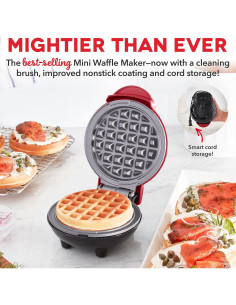 Mini Waffle Maker DASH Deluxe 10 cm Antiadherente Rojo 2