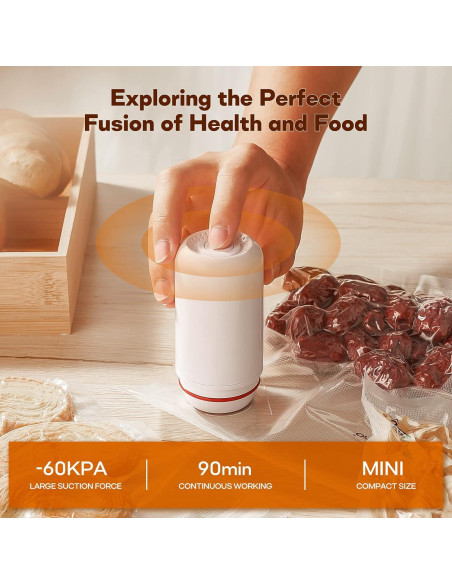 Sellador de Alimentos Vacbird Portátil con 10 Bolsas Reutilizables Sellador de Alimentos Vacbird Portátil con 10 Bolsas Reutilizables