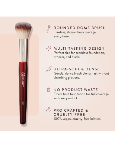 Brocha Redonda de Base BK Beauty 106 - Cerdas Veganas, Acabado Aerografiado