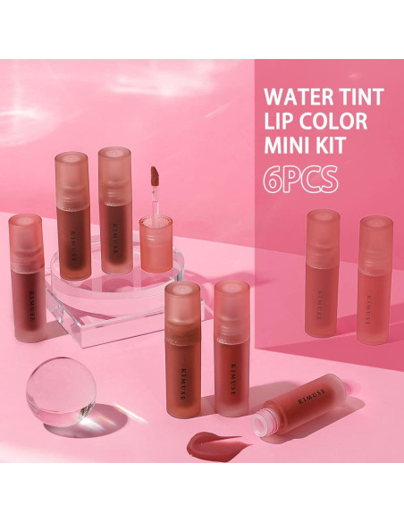 Set de Tintes Labiales Acuáticos KIMUSE 6 Colores Hidratantes Set de Tintes Labiales Acuáticos KIMUSE 6 Colores Hidratantes