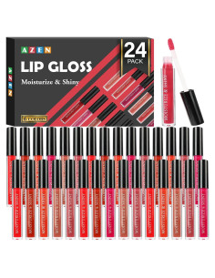 Set de 24 Brillos Labiales AZEN con Colores Variados e Hidratantes