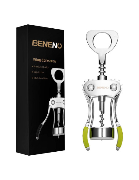Abridor de Vino Beneno K1O3 Sacacorchos de Ala Verde Abridor de Vino Beneno K1O3 Sacacorchos de Ala Verde