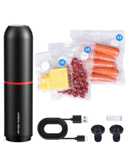 Sellador de Vacío AIRMSEN Mini + 11 Bolsas Reutilizables Sellador de Vacío AIRMSEN Mini + 11 Bolsas Reutilizables