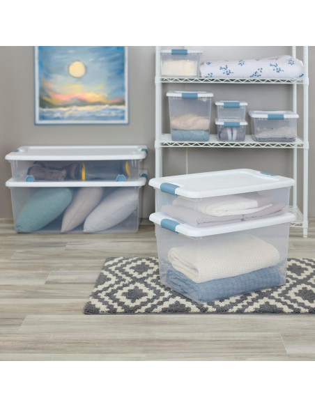 Caja de Almacenamiento Sterilite 15 Qt - Paquete de 12, Plástico Transparente Caja de Almacenamiento Sterilite 15 Qt - Paquete de 12, Plástico Transparente