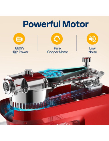 VIVOHOME Mezclador de Pie 9 en 1 7.5L Rojo Multifuncional