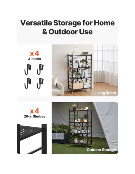 Estante Plegable VEVOR 4 Niveles 66x33x117 cm Negro Estante Plegable VEVOR 4 Niveles 66x33x117 cm Negro