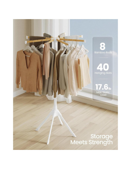 Estante para Secar Ropa SONGMICS Plegable de Bambú y Metal 146 cm Estante para Secar Ropa SONGMICS Plegable de Bambú y Metal 146 cm
