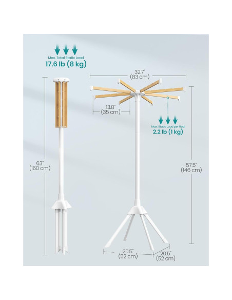 Estante para Secar Ropa SONGMICS Plegable de Bambú y Metal 146 cm Estante para Secar Ropa SONGMICS Plegable de Bambú y Metal 146 cm