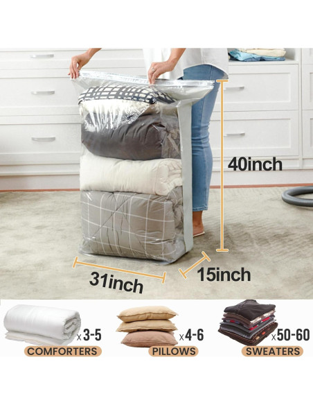 Bolsas de Almacenamiento al Vacío TAILI Jumbo 4 Pack 79x102x38 cm Bolsas de Almacenamiento al Vacío TAILI Jumbo 4 Pack 79x102x38 cm