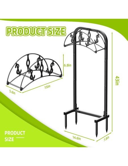 Soporte para Manguera de Jardín WiwiIron Metal 4 Picos 45.72m Soporte para Manguera de Jardín WiwiIron Metal 4 Picos 45.72m