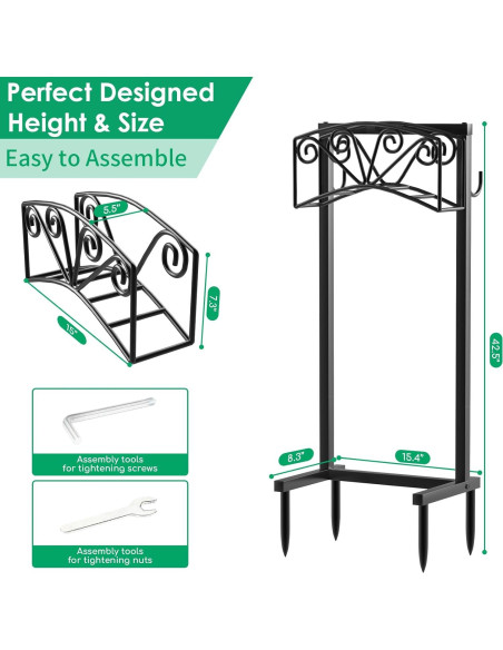 Soporte para Manguera de Jardín TomCare Metal 4 Picos 150 PIES Soporte para Manguera de Jardín TomCare Metal 4 Picos 150 PIES