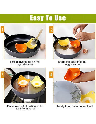Paquete de 4 pocillos de silicona Qiifaiikooii para huevos
