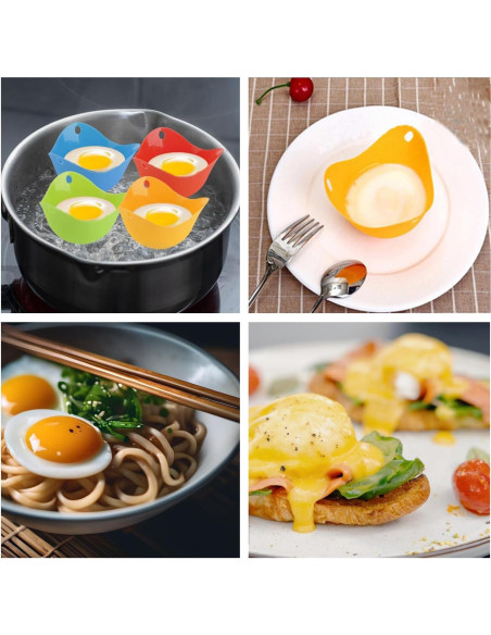 Paquete de 4 pocillos de silicona Qiifaiikooii para huevos Paquete de 4 pocillos de silicona Qiifaiikooii para huevos