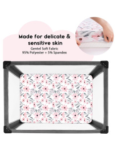 Sábanas Ajustadas Yoofoss Pack N Play 2 Piezas Floral Rosa 2