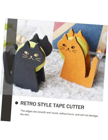 Dispensador de Cinta de Gato STOBOK - Cortador Vintage de Madera