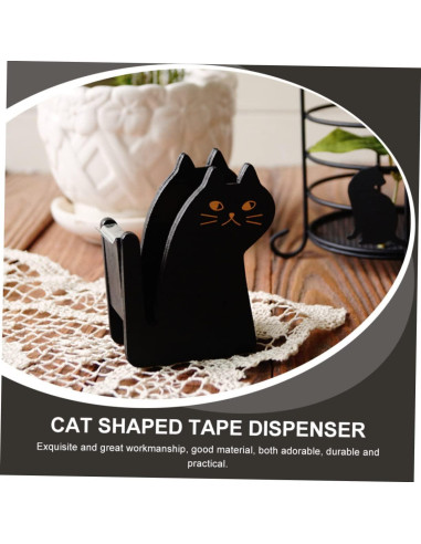 Dispensador de Cinta de Gato STOBOK - Cortador Vintage de Madera
