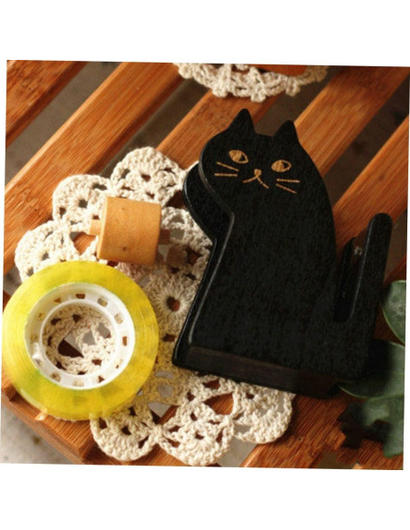 Dispensador de Cinta de Gato STOBOK - Cortador Vintage de Madera Dispensador de Cinta de Gato STOBOK - Cortador Vintage de Madera