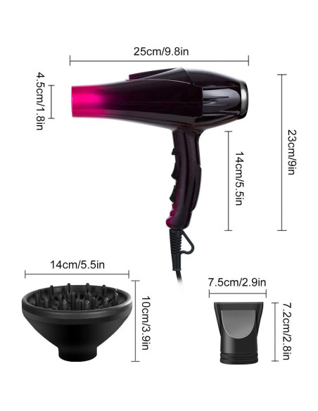 Secador de Pelo Profesional SOMOYA 3500W Iónico con Luz Azul Secador de Pelo Profesional SOMOYA 3500W Iónico con Luz Azul