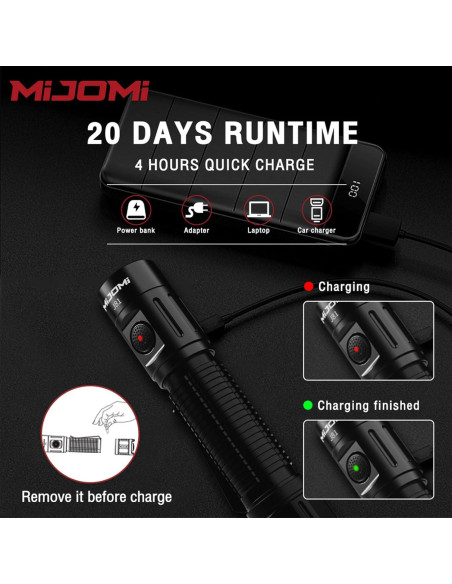 Linterna Táctica Recargable MIJOMI J81 1300 Lúmenes IP68 Linterna Táctica Recargable MIJOMI J81 1300 Lúmenes IP68