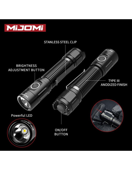Linterna Táctica Recargable MIJOMI J81 1300 Lúmenes IP68 Linterna Táctica Recargable MIJOMI J81 1300 Lúmenes IP68