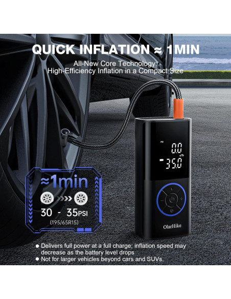 Compresor de Aire Portátil OlarHike 160 PSI con Luz LED Compresor de Aire Portátil OlarHike 160 PSI con Luz LED