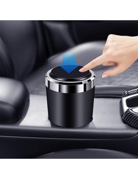 Cenicero de coche Genérico con tapa y luz LED azul - Acero inoxidable Cenicero de coche Genérico con tapa y luz LED azul - Acero inoxidable