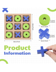 Juego de Tres en Raya de Madera Seenelling 18x18 cm Azul Verde 2