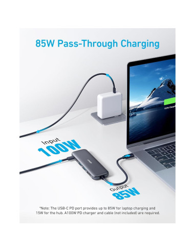 Hub USB-C Anker 5 en 1 con HDMI 4K y Cámara Web 2K