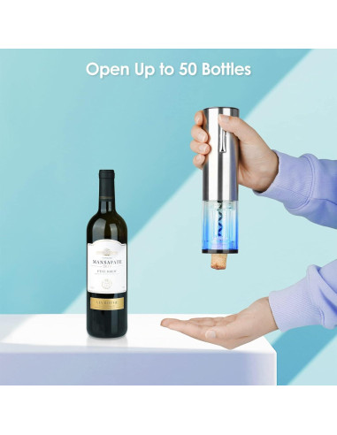 Abridor de Vino Eléctrico MAXDONE 7 en 1 Plateado