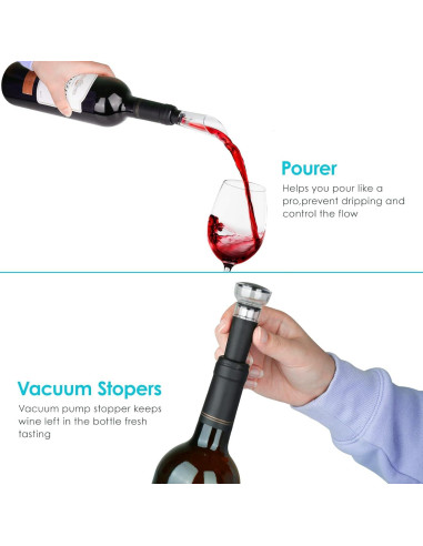Abridor de Vino Eléctrico MAXDONE 7 en 1 Plateado