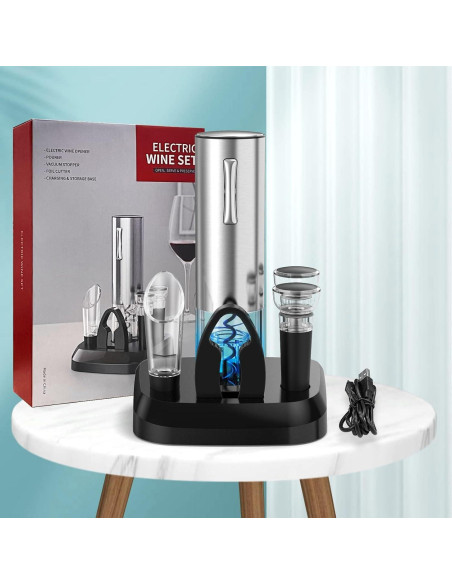 Abridor de Vino Eléctrico MAXDONE 7 en 1 Plateado Abridor de Vino Eléctrico MAXDONE 7 en 1 Plateado