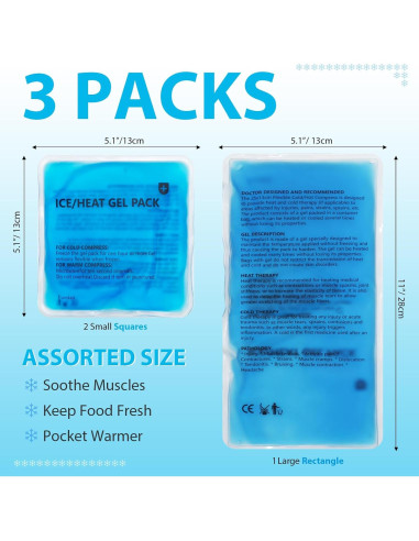 Juego de Paquetes de Hielo Reutilizables Soulagers 3 en 1