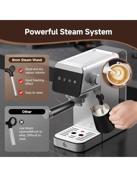 Máquina de Espresso AMZCHEF AZ-EM1501-SV 1.2L Acero Inoxidable Máquina de Espresso AMZCHEF AZ-EM1501-SV 1.2L Acero Inoxidable