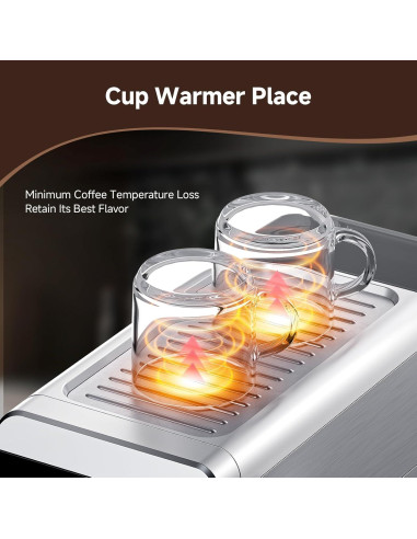 Máquina de Espresso AMZCHEF AZ-EM1501-SV 1.2L Acero Inoxidable